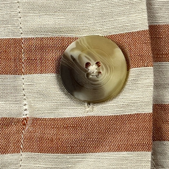 United Colors of Benetton Striped Linen Blend Shift Dress L Red&Natural Coastal - Picture 10 of 12